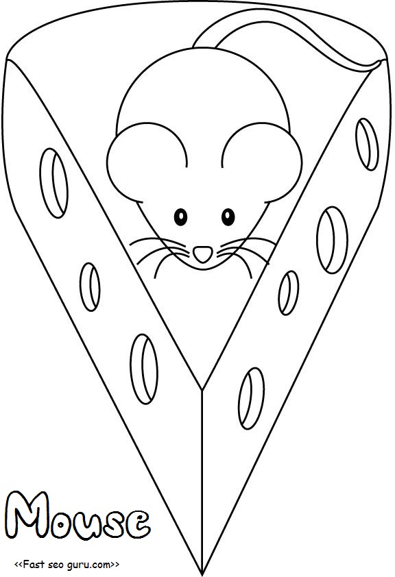 Printable the mouse and cheese coloring pages